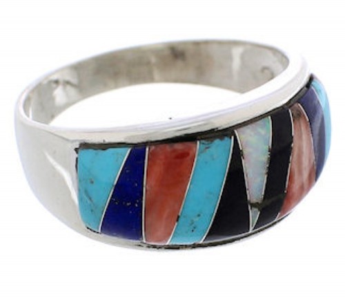 Southwest Multicolor And Silver Ring Size 8-1/2 EX50859