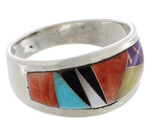 Southwest Multicolor And Sterling Silver Ring Size 8-1/2 EX50918