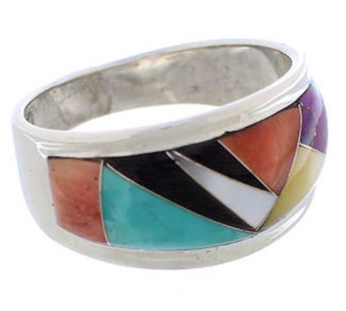 Multicolor Southwest Sterling Silver Ring Size 8-1/2 EX50954