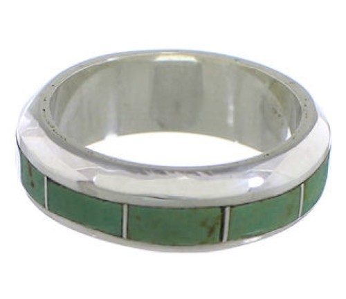Southwestern Sterling Silver Turquoise Inlay Ring Size 5-1/2 TX40078
