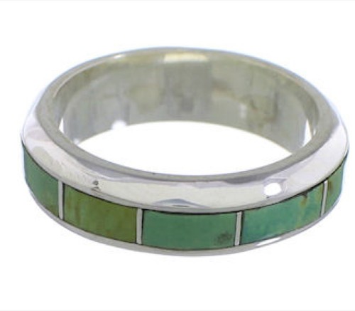 Turquoise Inlay Southwest Silver Ring Size 6-1/2 TX40091