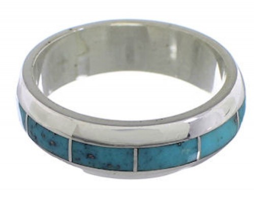 Turquoise Inlay And Sterling Silver Southwest Ring Size 4-3/4 TX40108