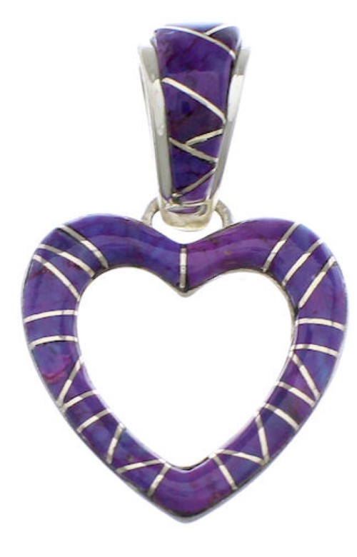 Magenta Turquoise Heart Sterling Silver Pendant PX28786