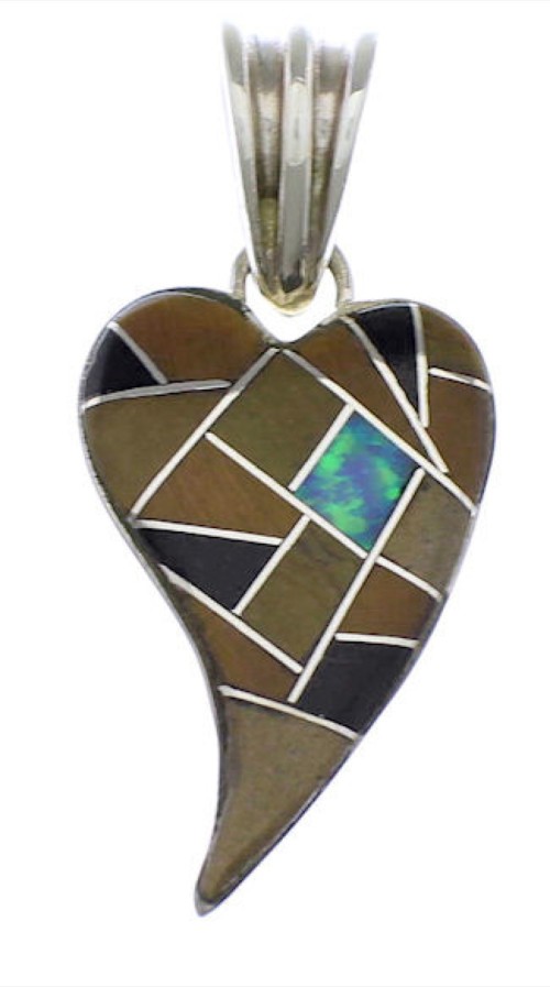 Southwest Heart Multicolor Silver Jewelry Pendant PX28803