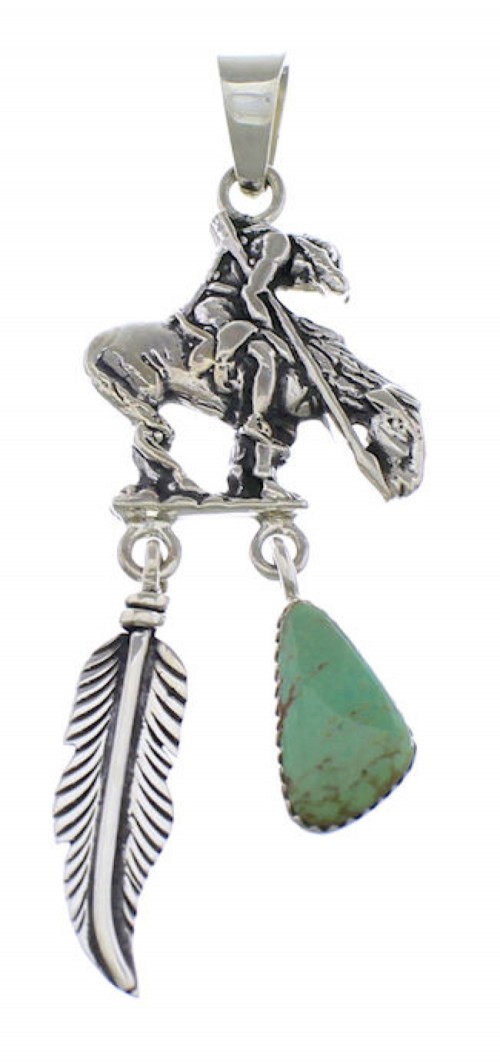 Turquoise Sterling Silver End Of The Trail Feather Pendant PX28873