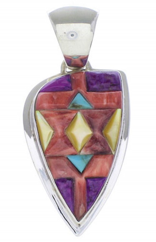 Multicolor Southwestern Silver Jewelry Pendant EX30620