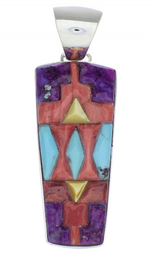 Southwest Multicolor Inlay Sterling Silver Pendant EX30626