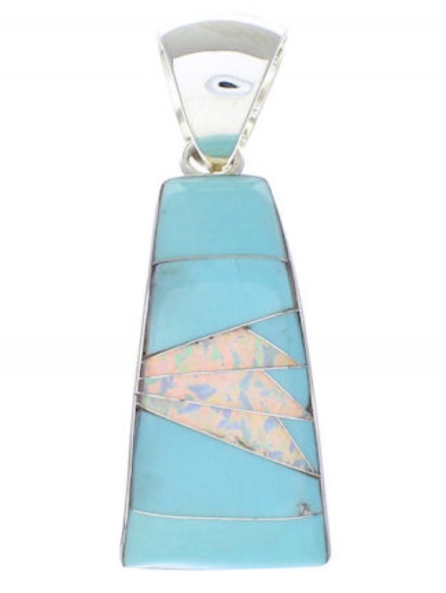 Southwest Turquoise And Opal Silver Pendant EX30637