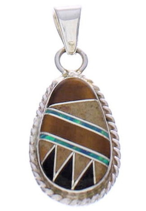 Multicolor Inlay And Silver Southwest Jewelry Pendant PX29555