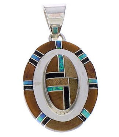 Sterling Silver And Multicolor Southwest Pendant PX29576