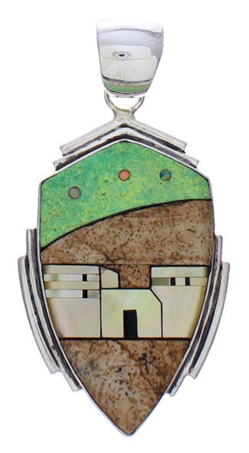 Native American Pueblo Or Village Design Multicolor Pendant PX29434