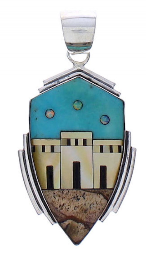 Sterling Silver Native American Design Multicolor Pendant PX29447