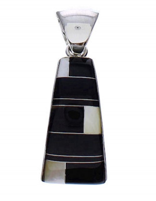 Sterling Silver Mother Of Pearl And Black Jade Jewelry Pendant PX29449
