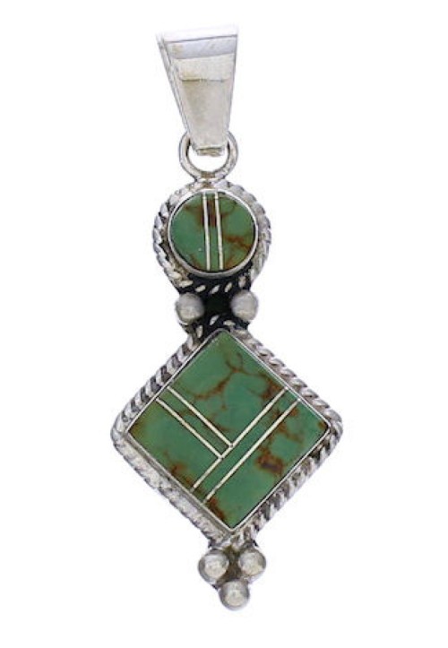 Sterling Silver Turquoise Inlay Southwest Slide Pendant TX28840