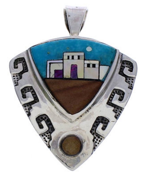 Native American Village Design Jewelry Multicolor Pendant EX29402