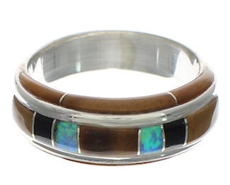 Multicolor Southwestern Silver Ring Size 7-3/4 EX41768