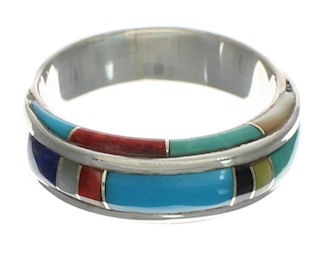 Multicolor Inlay Southwestern Ring Size 4-3/4 EX41795