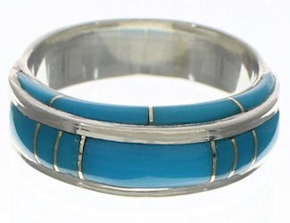 Southwestern Turquoise Silver Ring Size 5-1/4 EX41878