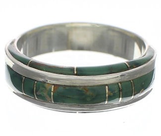 Turquoise Inlay Sterling Silver Ring Size 4-3/4 EX41885