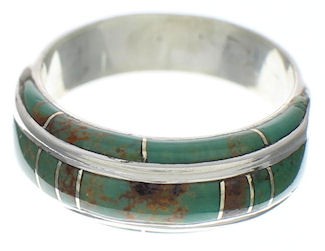 Southwestern Turquoise Inlay Ring Size 5-1/2 EX41942