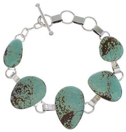 Turquoise Jewelry Southwestern Sterling Silver Link Bracelet EX23988