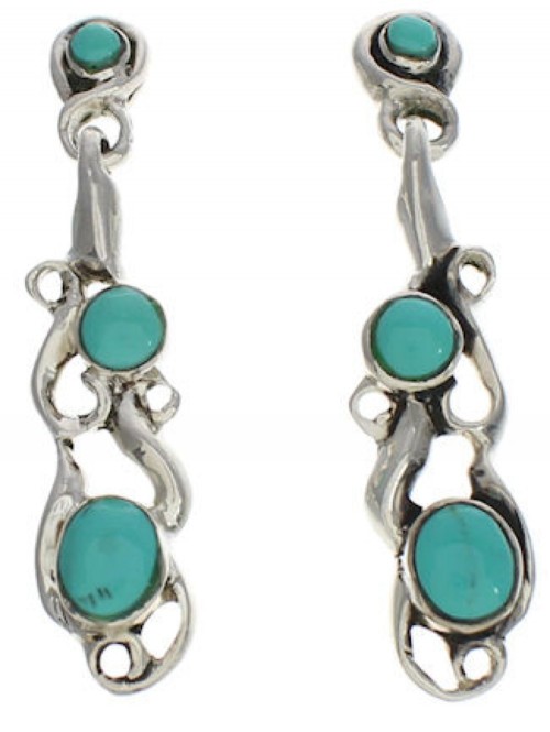 Genuine Sterling Silver Turquoise Post Dangle Earrings PX24500