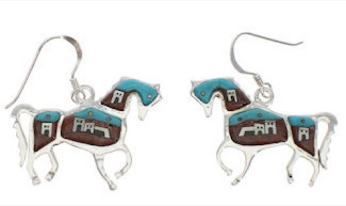 Multicolor Horse Native American Village Design Earrings PX24583