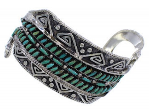 Turquoise Water Wave Sterling Silver Southwest Cuff Bracelet FX27912
