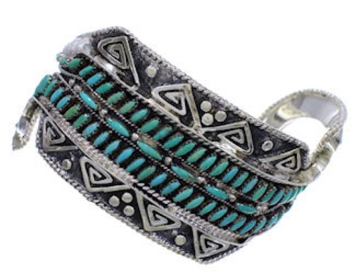 Turquoise Sterling Silver Water Wave Cuff Bracelet FX27913