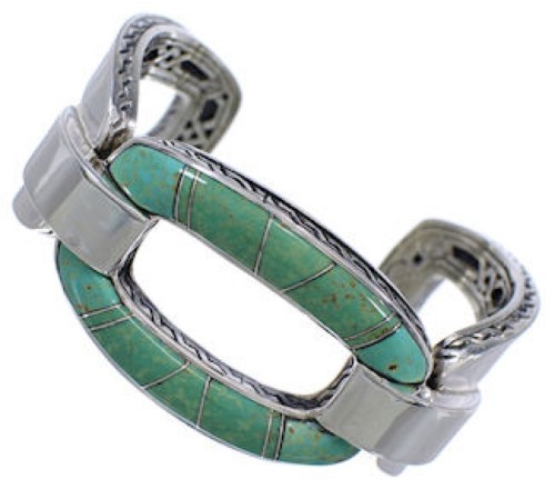 Southwest Sterling Silver Turquoise Inlay Cuff Bracelet FX27163