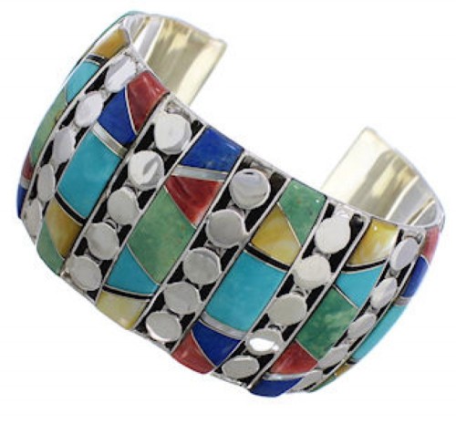 Multicolor Southwest Sterling Silver Cuff Bracelet FX27184