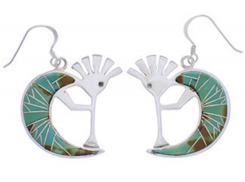 Sterling Silver And Turquoise Kokopelli Hook Dangle Earrings PX32334