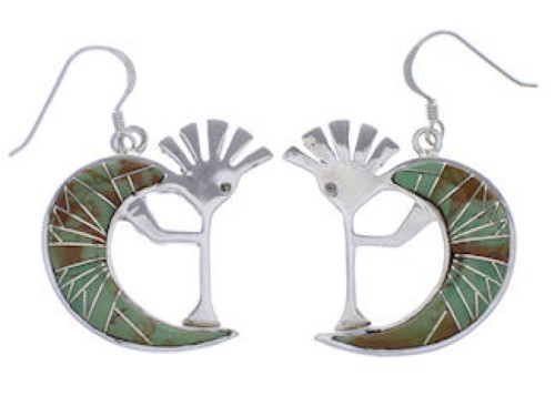 Silver Jewelry Kokopelli Turquoise Hook Dangle Earrings PX32342