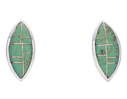 Southwest Jewelry Turquoise Inlay And Silver Post Earrings PX32404