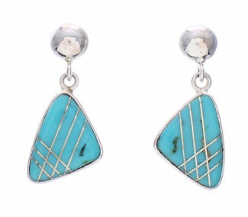 Southwestern Turquoise Silver Post Dangle Earrings PX32541