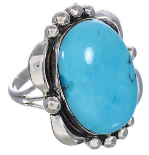 Authentic Sterling Silver Turquoise Jewelry Ring Size 6-3/4 UX33609