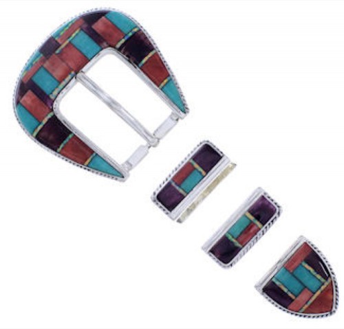 Multicolor Sterling Silver Ranger Belt Buckle PX38093