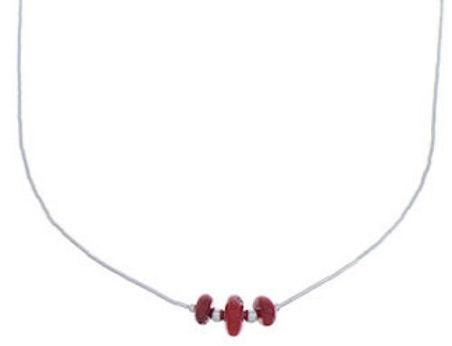Coral And Liquid Silver Bead Necklace EX33083