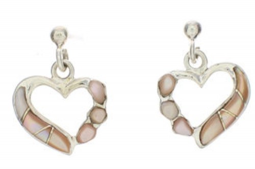 Pink Shell Sterling Silver Heart Earrings PX24238