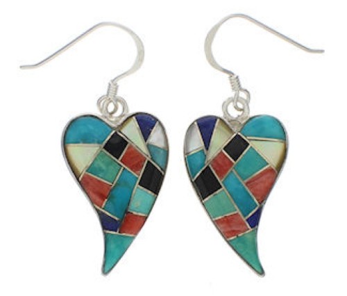 Multicolor Heart Sterling Silver Hook Dangle Earrings PX24298