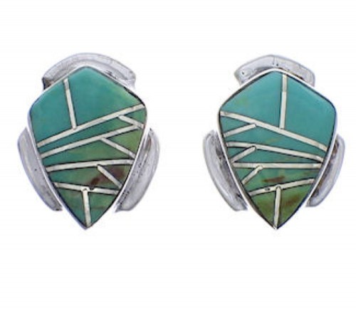 Turquoise Inlay Genuine Sterling Silver Earrings EX31760
