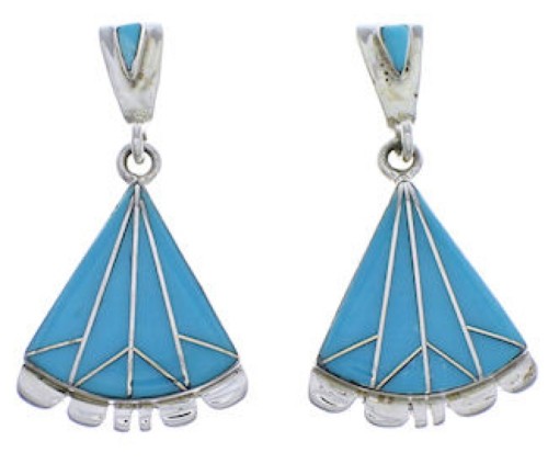 Turquoise Inlay Southwest Silver Earrings EX31796