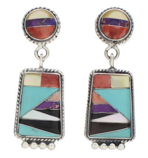 Multicolor Inlay Southwestern Earrings EX32501