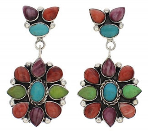 Southwest Multicolor And Silver Earrings EX32516