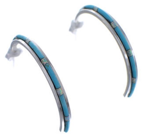 Opal And Turquoise Jewelry Post Hoop Earrings PX24878
