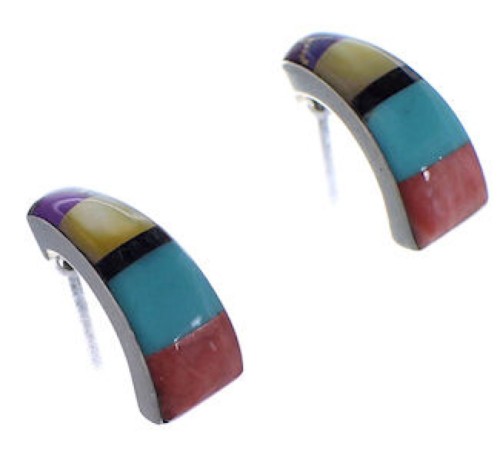 Multicolor Southwest Post Hoop Earrings PX24900