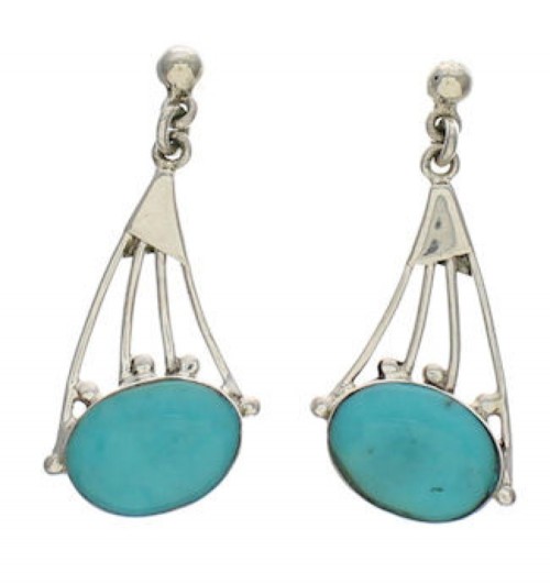 Genuine Sterling Silver And Turquoise Earrings EX32155