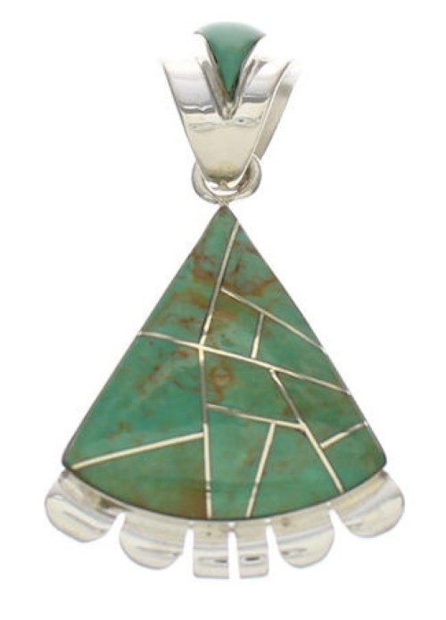 Sterling Silver And Turquoise Inlay Pendant EX32204