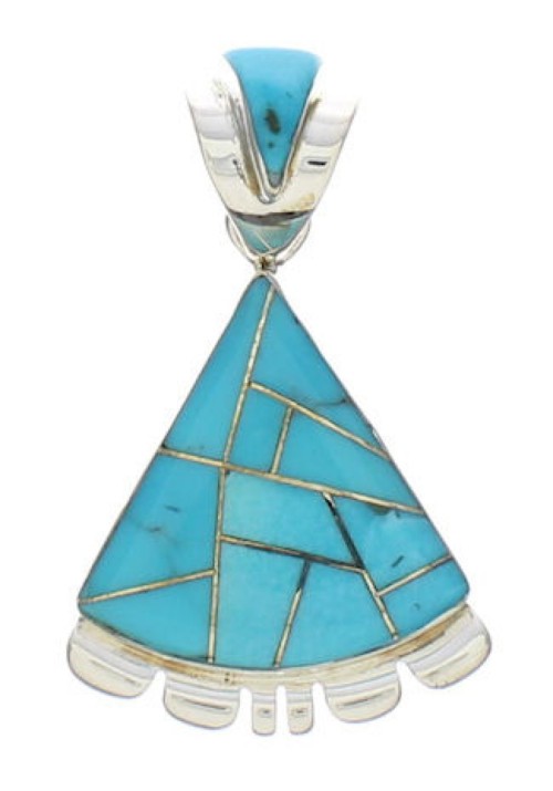 Sterling Silver And Turquoise Inlay Pendant EX32210