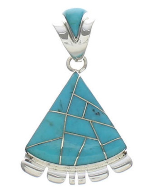 Turquoise Inlay And Sterling Silver Pendant EX32212